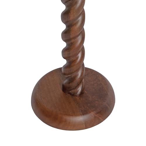 Kate and Laurel Willoughby Modern Wooden Spiraled Round Side Table, 15 x 15 x 24, Walnut Brown, Accent Pedestal End Table with Turned Base for Use as Indoor Plant Stand or Bedroom Nightstand Option - color: Walnut Brown