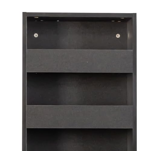 Slim Storage Cart Black Pull-Out Spice Rack Next to Fridge,Narrow Storage Cabinet with Open Self, Wood Unit Storage Rack with Handle Wheels for Narrow Spaces,7 Tier - size: 1