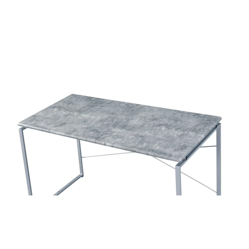 Jurgen Faux Concrete & Silver Finish Writing Desk - Gray, Silver - Industrial Style Faux Concrete Top - Office & Home Office - Office Essential