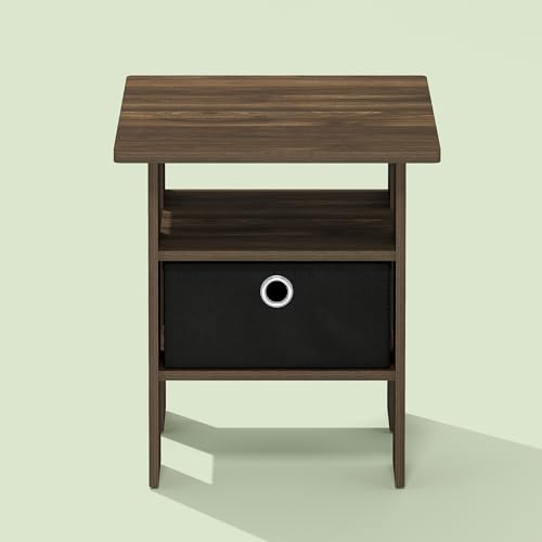 Ipoh End Table, Nightstand, Side Table with Bin Drawer for Small Spaces, Living Room, Bedroom, Chestnut/Dark Brown - color: Chestnut/Dark Brown