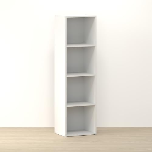 Toki 4-Tier Book Shelf, Bookcase, Bookshelf, 9 x 12 x 42 Inches, for Home Office, Living Room, White - color: White, size: 4-Tier