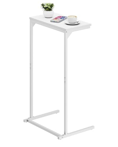 TUTOTAK C Shaped End Table, Small Side Table, 28.7 inch Tall Couch Table, Sofa Table, Living Room, Bed Room, White TB01BW071 - color: White