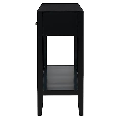 Merax Entryway Console Table with Storage, 3 Drawers Design/Wood Frame/Behind Couch & Sofa, Black - color: Black