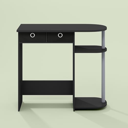 Ipoh Home Computer Desk, 32 Inch Writing Desk, Study Desk with Side Shelves and Bin Storage, for Home Office, Study Room, Black/Grey - color: Black/Grey