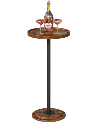 CHOEZON Drink Table, Small Round Side Table for Small Spaces, Pedestal Martini Side Table, for Living Room, Bedroom, Rustic Brown and Black TBZ30BF - color: Rustic Brown + Black