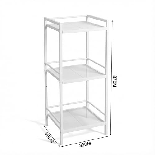 IDEALHOUSE 3 Tier Bathroom Shelves – Ladder Shelf Freestanding Rustic Home Organizer, Space-Saving Metal Storage Shelving Unit for Living Room, Bedroom, Kitchen, Office, Rustproof - color: 3 Tier White