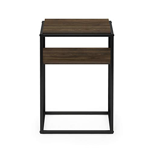 Furinno Simplistic End Side Night Stand/Bedside Table with Stainless Steel Tubes, Stackable Metal Frame, Columbia Walnut - color: Columbia Walnut, style: Stackable Metal Frame
