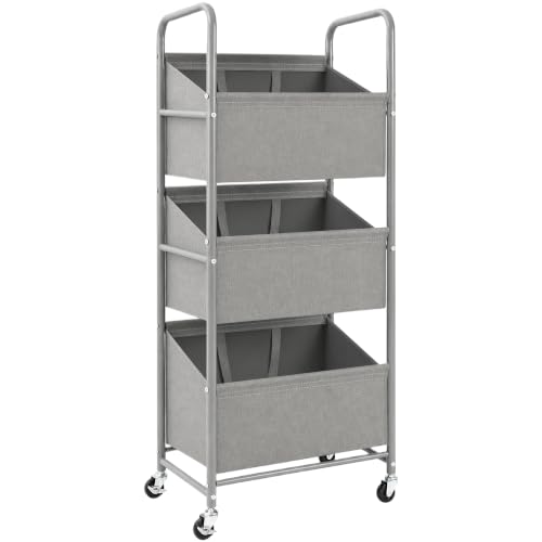 STO STO 3-Tier Vertical Rolling Laundry Hamper, Removable Bags, Gray Faric | 120L Capacity, Space-Saving Vertical Design, Rust-Resistant Steel Frame, Lockable Wheels, Ideal for Apartments & Small Spaces - color: Gray Faric, size: 3-Tier