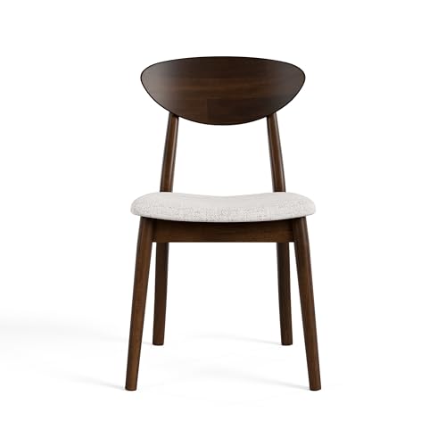 Furniture of America Nazaen V Mid-Century Modern Solid Wood 21.5-inch Side Chairs with Semi-Handmade, Perfect Round Radius and Upholstered Seat for Home Kitchen, Dining Room, Rich Walnut (Set of 2) - color: Rich Walnut, size: Style 5