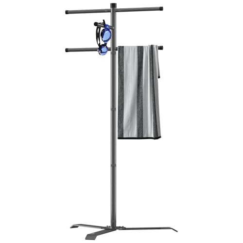 Pool Towel Rack Outdoor, Heavy Duty Outdoor Towel Rack, 61 Inch Free Standing Rack for Pool & Hot Tub, Drying Towels, Swimsuits, Life Jackets and Goggles, Ideal Pool Accessories
