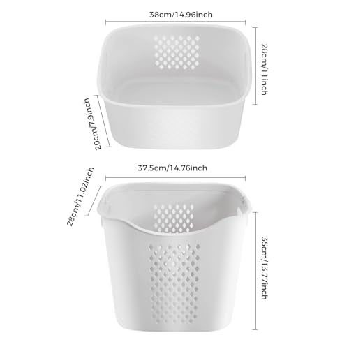 Rolling Laundry Hamper, 3 Tier Storage Sorter Cart with Wheels, White Plastic Dirty Laundry Basket, Movable Clothes Toiletries Snacks Hamper for Kitchens Bathrooms Bedrooms Classrooms Laundry Rooms