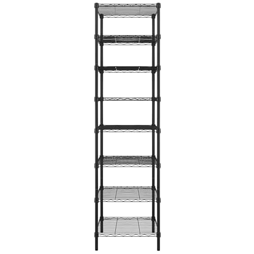 Finnhomy Heavy Duty 8 Tier Wire Shelving, 18x18x78.8 inches 8 Shelves Storage Rack with Thicken Steel Tube, Pantry Shelves for Storage, Adjustable Metal Shelving Unit, NSF Certified, Black - size: 78.8"H-Black
