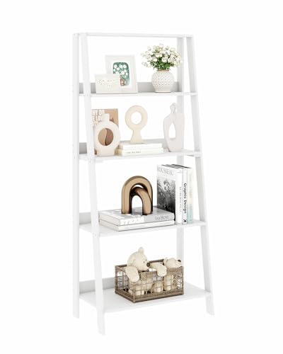 Ladder Bookcase, 5-Tier Bookshelf, Freestanding Plant Display Stand for Living Room, Kitchen, Bedroom, Balcony, White - color: White