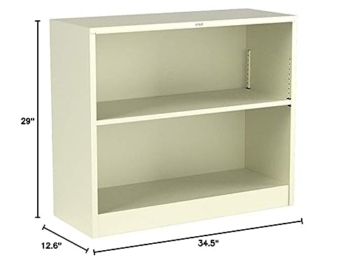 HON Brigade Metal Bookcase - Bookcase with Two Shelves, 34-1/2w x 12-5/8d x 29h, Putty (S30ABC) - color: Putty, size: 2 Shelves
