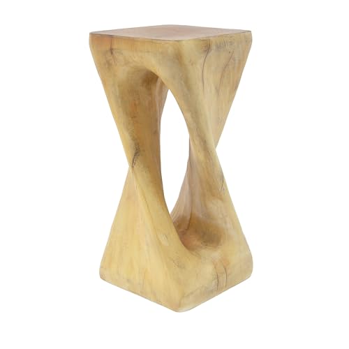 Merax Twist Shape MGO Accent Side Table, Unique Modern End Table with Wide Pedestal & Tabletop, Small Drink Tables for Living Room, Bedroom Night Stand Bedside Table, No Assembly Required, Natural - color: Natural, size: Twist Shaped
