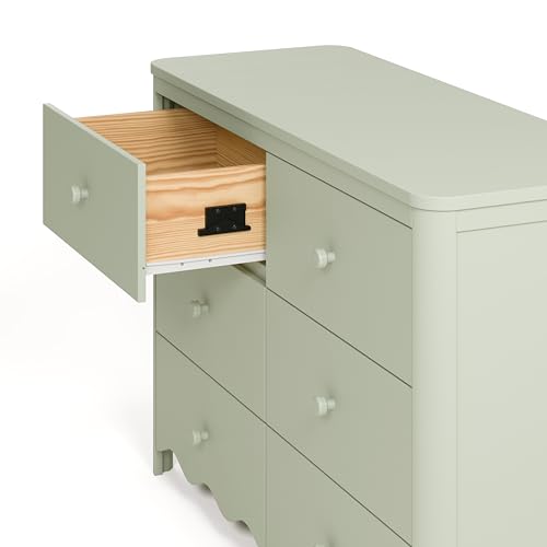 Storkcraft Casablanca 6 Drawer Dresser, Sage | GREENGUARD Gold Certified, Green Dresser for Bedroom, Kids & Nursery Storage Chest, Safety Interlocking Drawers, Kids Bedroom - color: Sage, style: 6 Drawer Dresser