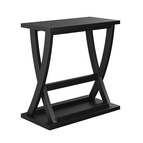 ChooChooEnd Table, Narrow Side Table with Storage Shelf | Simple shape, Living Room, Black - color: Black, size: 11.81"D x 23.62"W x 23.03"H