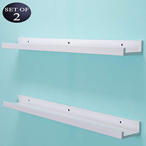 AZSKY 48 Inch Picture Ledge Shelf Floating Shelves Wall Mounted Set of 2 White - color: White, size: 48in set 2