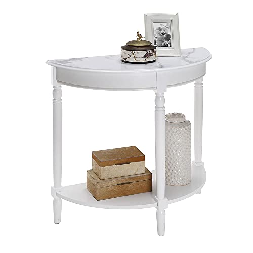 Convenience Concepts French Country Half-Round Entryway Table with Shelf, White Faux Marble/White - color: White Faux Marble/White