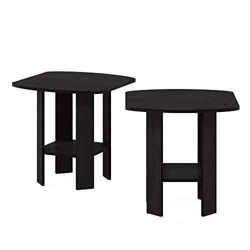 Furinno SIMPLE DESIGN Set of 2 Side Table, 2-Tier End Table, Espresso | Soft Edges, Open Shelves Modern Night Stand, Bedside Table, for Living Room, Bedroom - color: Espresso, size: 2-Pack, 2 Tiers, Standard Leg