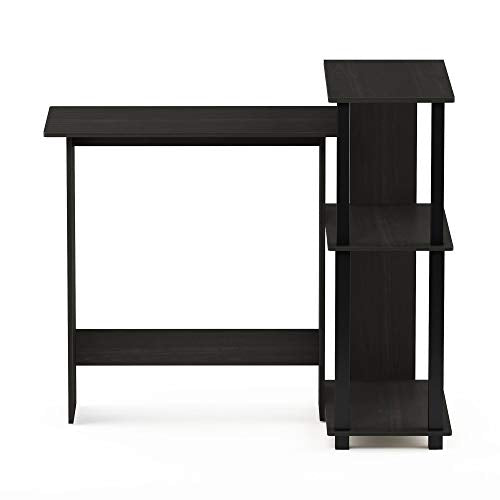 Furinno Abbott Corner Computer Desk with Bookshelf, Espresso/Black - color: Espresso/Black