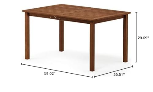 Furinno Tioman Outdoor Dining Table, Natural 35.5"D x 59.0"W x 29.0"H - color: Natural, size: 35.5"D x 59.0"W x 29.0"H