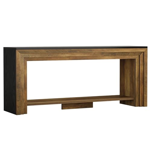 Tribesigns 70.9 Inch Long Console Table, Farmhouse 2-Tier Wooden Sofa Table with Storage, Space-Saving Behind Couch Accent Table for Living Room, Entryway, Hallway and Foyer - color: Rustic Brown & Black