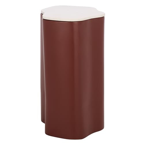 SAFAVIEH Home Collection – Kanon Bordeaux Base & White Marble Top Accent Table, Sculptural Modern Design, Fully Assembled (ACC3235B) - color: White/Bordeaux