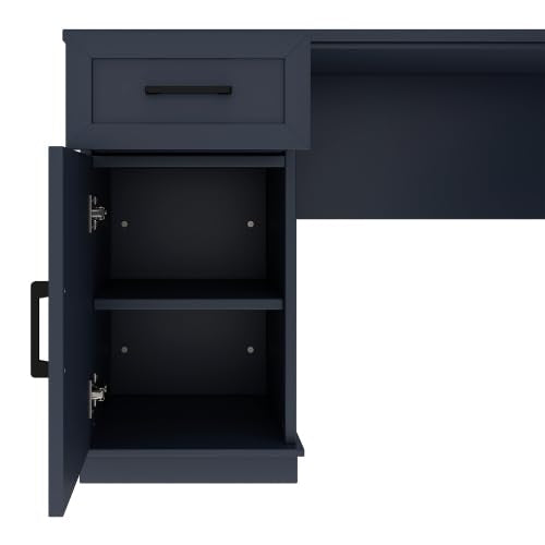 Bellemave L-Shaped Computer Desk with Drawers, Hutch and Bookshelf, Home Office Desk, Corner Gaming Computer Desk with Power Outlet, Study Table Writing Desk, Antique Blue - color: Antique Blue