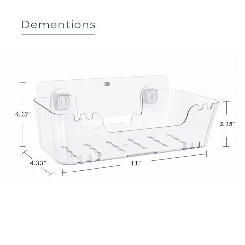 Bathtub Toy Storage – Clear Bath Toy Holder with Drainage Holes, Wall-Mounted No-Drill Organizer for Kids’ Tub Toys - size: Large