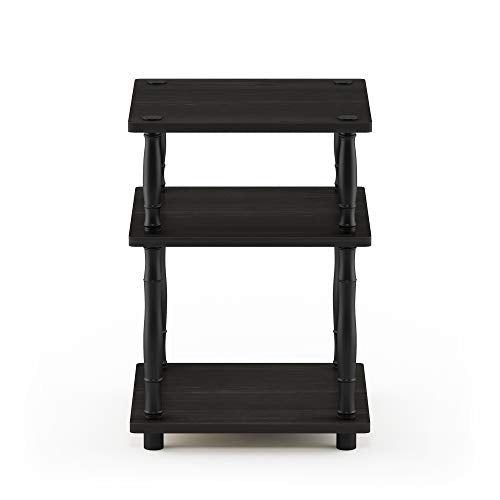 Furinno Turn-N-Tube Night Stand, 3-Tier Square Nightstand, Open Shelf Side Table, End Table with Classic Tube, for Living Room, Bedroom, Espresso - color: Espresso/Black, size: 3-Tier, Classic Tube