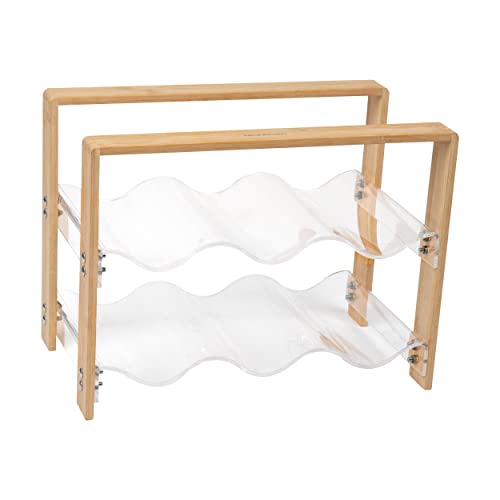 Mind Reader Wine Rack, Kitchen Decor, Countertop Organizer, Apartment Essential, Storage, Acrylic, 14" L x 8" W x 10.5" H, Brown - style: Wine Rack