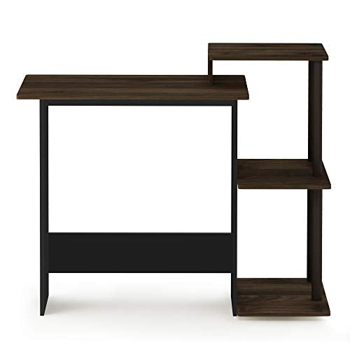 Furinno Efficient 29-Inch Brown Computer Desk, Office Desk with 3 Side Shelves, Rectangular Home Office Desk, Gaming Desk for Home Office, Bedroom, Study Room, Brown Walnut - color: Brown Walnut/Brown, size: 28.6-in with 3 Side Shelves