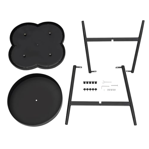 2-Tier Modern Side Table for Couch, Four-Leaf Clover Shape End Table Small Nightstand Coffee Tea Table Snack Table Sofa Side Table with Storage for Living Room Bedroom - color: Black