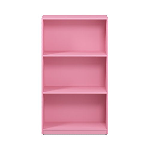 Furinno BASIC Book Shelf, 3-Tier Modern Bookshelf, Bookcase with Open Shelves, 9.3 x 21.8 x 39.5, for Living Room, Bedroom, Home Office, Pink - color: Pink, size: 3-Tier