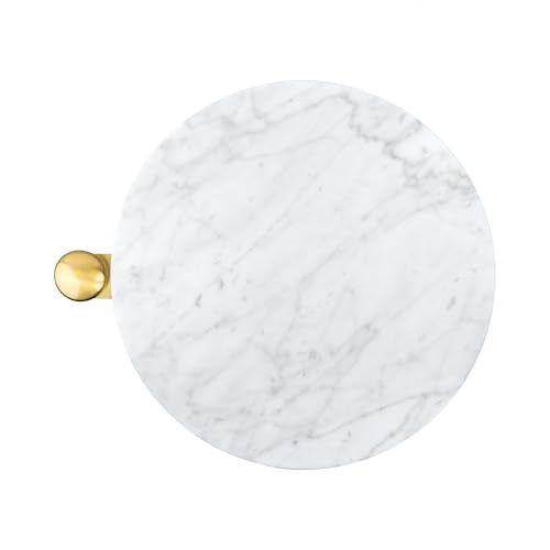 TEHOME Gold Marble Drink Table Metal Martini Round Small Drink Side Table for Couch Marble C Shaped End Table for Sofa 10" diam,24.55" h - color: Gold With Marble Top