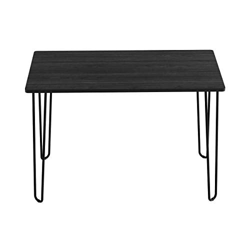Desk with Hairpin Legs - Modern Industrial Style Home Decor - Woodgrain-Look and Steel Accent Home Office Furniture by Lavish Home (Black) - color: Black