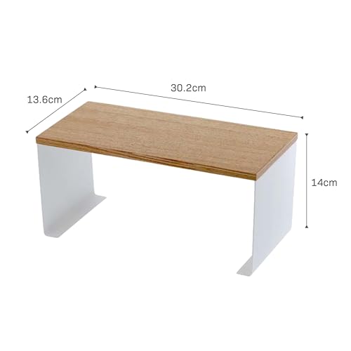 YAMAZAKI Home Tosca Wood-Top Stackable Kitchen Rack - Modern Counter Shelf Organizer - Small - Steel + Wood - Stack Up to Two - size: Small