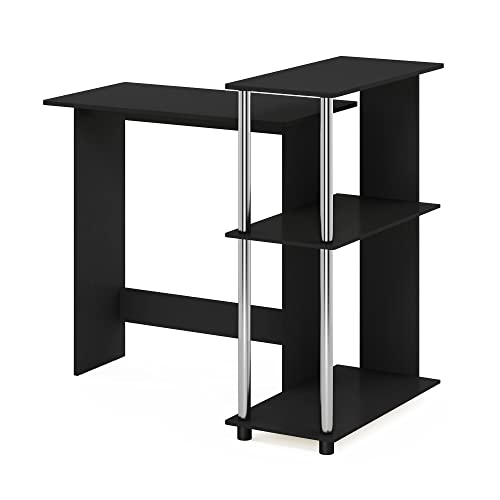 Furinno Abbott Corner Computer Desk with Bookshelf, Americano/Chrome - color: Americano/Chrome