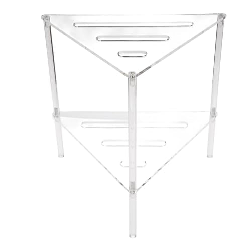 Acrylic Corner Shelf, 2 Tier Floor Shower Caddy & Anti Slip Shower Stool Clear Corner Shower Organizer for Bathroom Plant Stand for Bedroom Kitchen 13.39 x 12.20 x 11.81 Inch