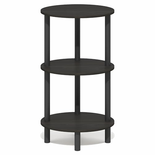 Furinno Turn-N-Tube Side Table, 3-Tier Oval End Table, Night Stand, Bedside Table, for Living Room, Bedroom, Espresso/Black - color: Espresso, size: 1-Pack, Plastic Frame, 3-Tier, 27.6 Inches Tall