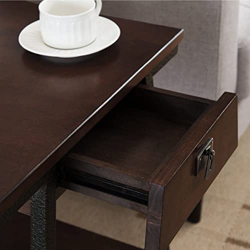 Leick Home 11407 Empiria One Drawer Side Table, Walnut and Foundry Bronze - color: Walnut