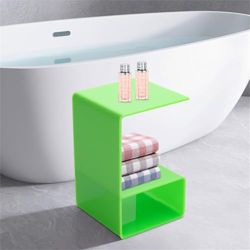 Acrylic End Table, 21.6" H C-Shaped End Table, Side Table for Living Room, Bedside Table for Bedroom, Acrylic Clear C Side Table (Green) - color: Green