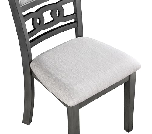 New Classic Furniture Gia Dining Chair (Set of Four), Light Gray Fabric Upholstered Seat & Back Rest, Gray - color: Grey, size: Set of 4, style: Dining Chair
