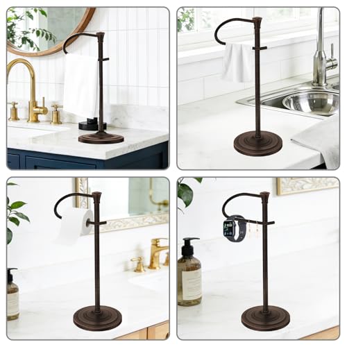Bronze Bath Hand Towel Holder Stand,Stainless Steel 16 Inch Free Standing Towel Rack,Heavy Weight Towel Bar for Bathroom Vanity Countertop &Kitchen - color: Bronze