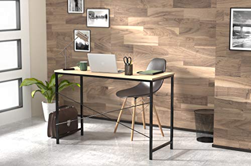 ClosetMaid Writing Desk or Console Table for Office, Entryway or Living Room, Industrial Modern Design, Wood with Black Metal Frame, Natural Finish - color: Natural
