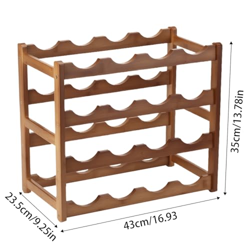 Wine Rack Storage,Bamboo Wine Racks Cabinet Shelf,4-Tier 16 Bottles Freestanding Wine Bottle Holder for Basement,Kitchen,Countertop - color: 16 Bottles Walnut