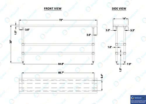 Stainless Steel Work Table with 2 Shelves | Metal Utility Table | Commercial & Residential NSF Utility (Stainless Steel Table with 2 Shelves, 72" Long x 14" Deep) - size: 72" Long x 14" Deep