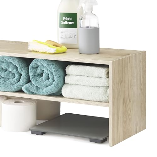 Whitmor Wood Stackable 2-Shelf Shoe Rack, White Oak, 24 inches,2 Pack - color: Light Brown, size: 24 INCH X2