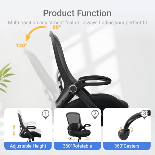 HYLONE Big and Tall 400lbs Heavy Duty Office Chair, 5" Thickened Seat Ergonomic Desk Chair with Adjustable Armrests, Home Office Computer Chairs for Long Hours Mesh Executive Chair(Black) - color: Black, size: Thicken Cushion